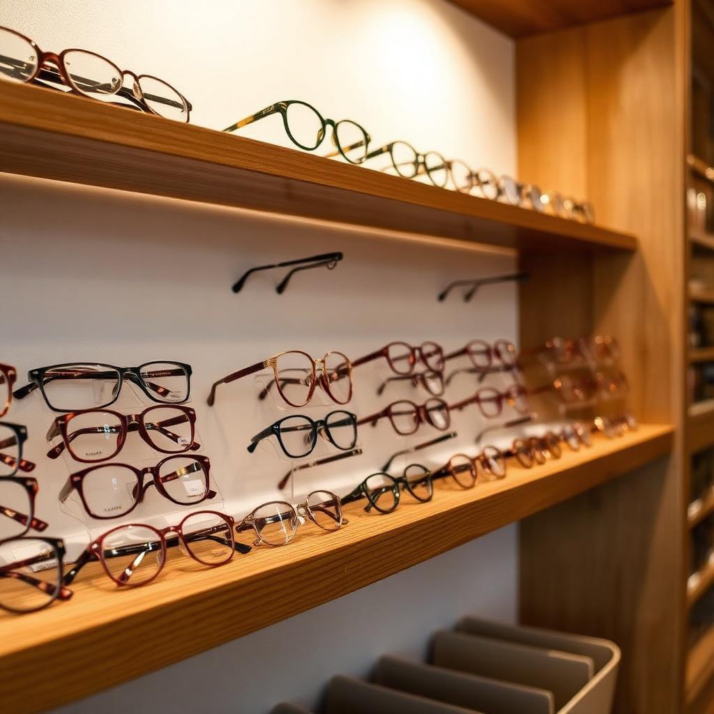 Designer frames on display at Lodge Lane Opticians